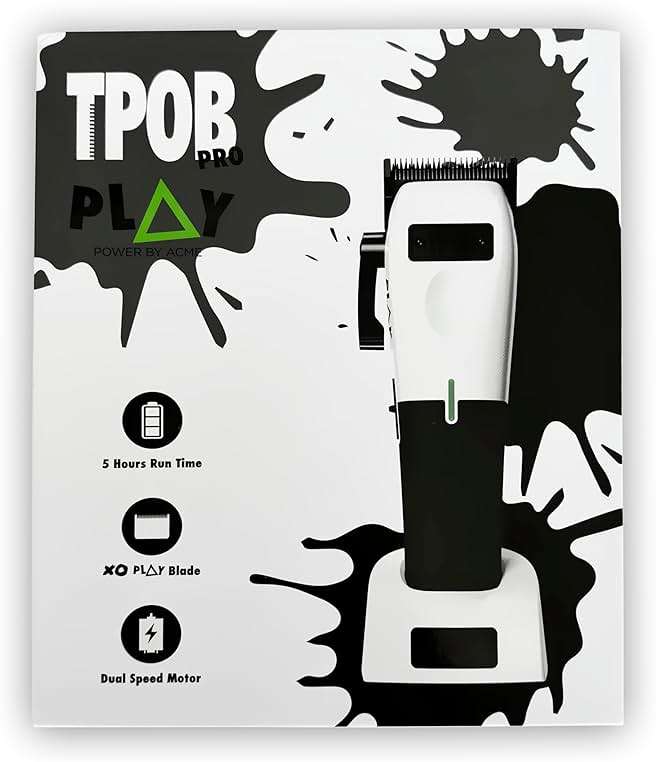 TPOB Play Barber Hair Clippers for Men 7500 RPM with Rubber Grips (White) - Image 7