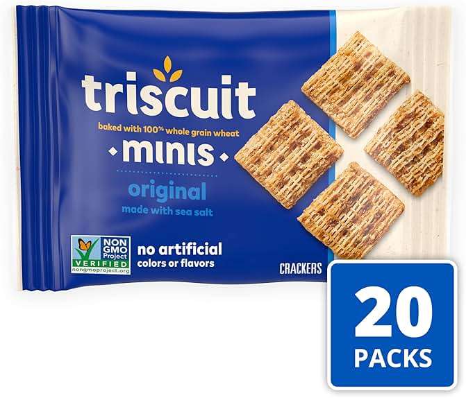 Triscuit Minis Original Whole Grain Wheat Crackers, Vegan Crackers, Bulk Lunch Snacks, 20 Snack Packs - Image 3