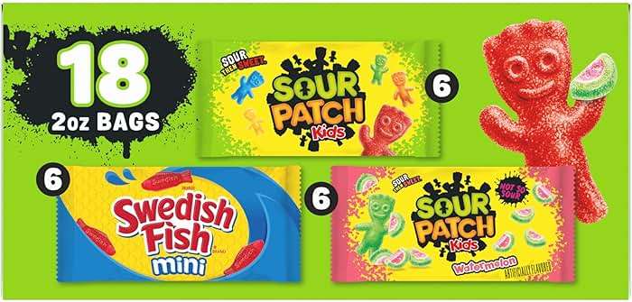 SOUR PATCH KIDS and SWEDISH FISH Mini Soft & Chewy Candy Variety Pack, Bulk Candy, 18-2 oz Bags - Image 14