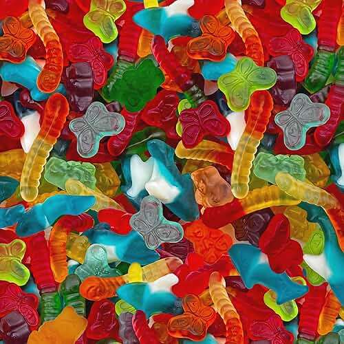 Gummy Candy Mix | 2-Pound Bag | Chewy Gummies for Candy Buffets, Goodie Bags, Dessert Decorating | Blue Sharks, Gummi Bears, Worms & Butterflies | Gummies Bulk - Image 1