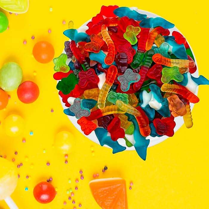 Gummy Candy Mix | 2-Pound Bag | Chewy Gummies for Candy Buffets, Goodie Bags, Dessert Decorating | Blue Sharks, Gummi Bears, Worms & Butterflies | Gummies Bulk - Image 4