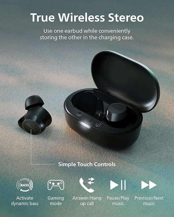 Philips TAT1219 True Wireless Bluetooth Earbuds - 18 Hours Play Time, Dynamic Bass, Clear Calls, IPX4 Water Resistant, Black - Image 7