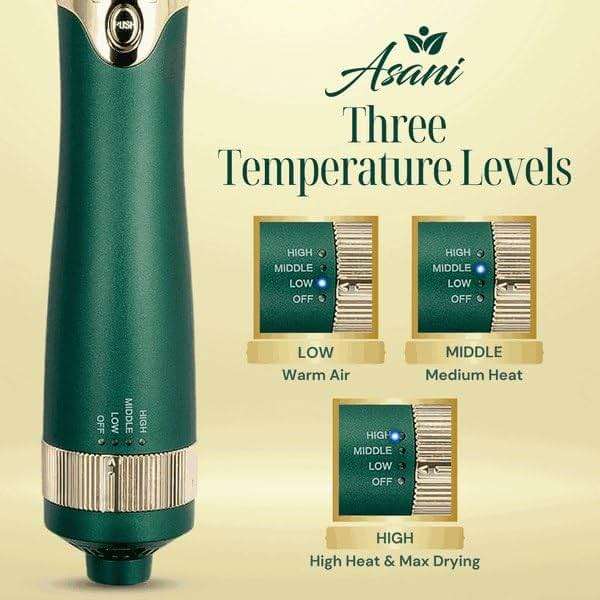 Asani Multipurpose Hot Air Brush - Blow Dryer with Interchangeable Heads for Curling, Straightening, and Volumizing, Heated Styling Brush for All Hair Types - Image 6