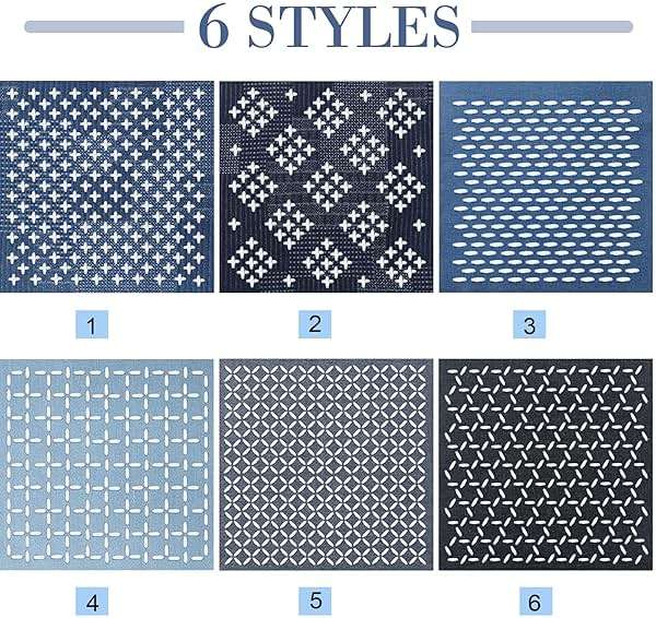 Hahafelt Sashiko Kit Sashiko Thread and Needles Thimble Denim Fabric Water Soluble Japanese Embroidery Kit for Beginners Hand Quilting and Mending, Sewing Supplies - Image 5