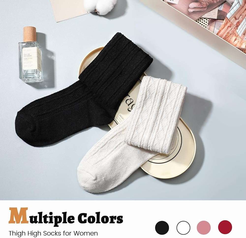 Pleneal Thigh High Socks - Womens Knee High Socks, Fashion Leg Warmers, Long Boot Stockings - Image 6