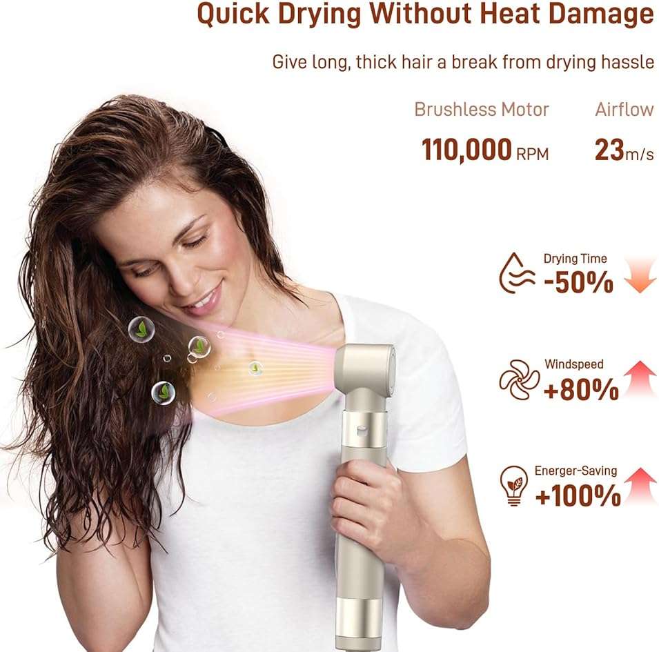 5 in 1 Hair Air Styler - Rotating Hair Dryer Brush 110000 RPM for Fast Drying & Hot-Air Automatic Wrap for Curling, Frizz-Free Blow Dryer Brush for Straightening Volumizing No Heat Damage - Image 6