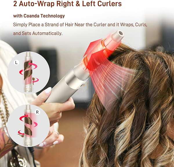 5 in 1 Hair Air Styler - Rotating Hair Dryer Brush 110000 RPM for Fast Drying & Hot-Air Automatic Wrap for Curling, Frizz-Free Blow Dryer Brush for Straightening Volumizing No Heat Damage - Image 7