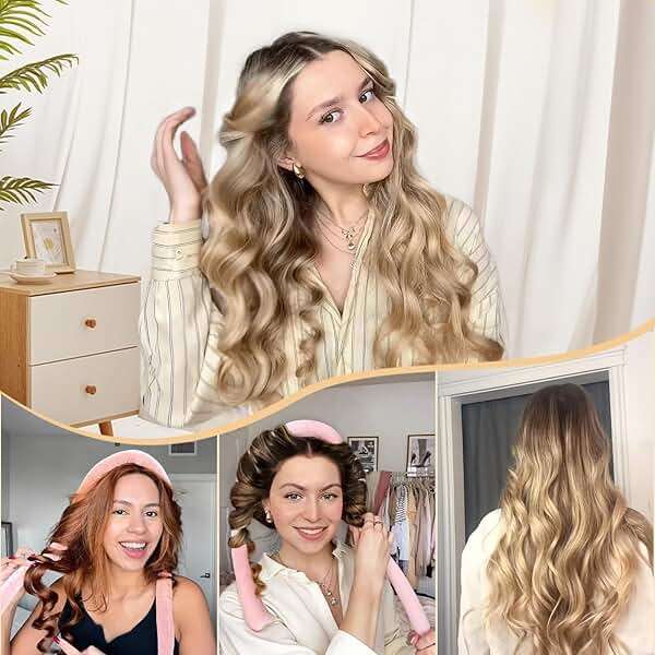 Yanibest Heatless Hair Curler to Sleep in, Overnight Curl Headband for Natural Wavy Curls, No Heat Soft Hair Curler Set with Hair Clip Scrunchies for Styling, No Slip Heatless Curls - Image 5