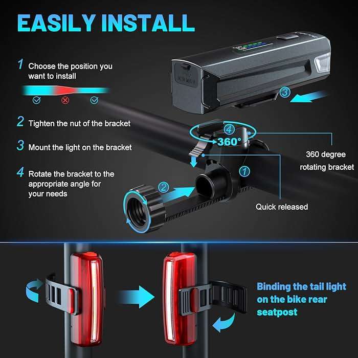 APECYC Bike Lights USB-C Rechargeable Bicycle Front Headlight and Rear Taillight with 4+5 Light Modes, Waterproof Bike Light Set for Night Riding, Commuter, Road & Mountain Cycling - Image 5