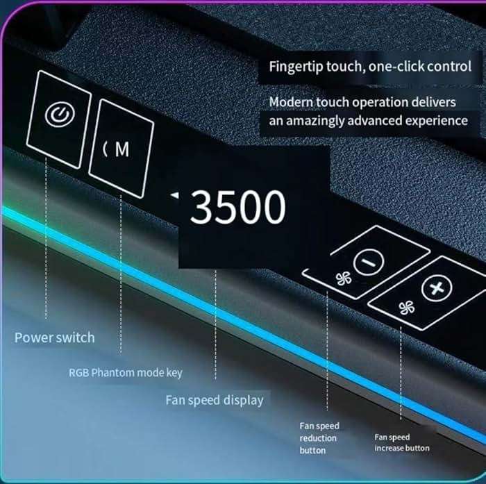 Cooling Pad for Dell Alienware m17 m16 m15 x17 x16 x15 x14 Area-51m 14-17 inch Gaming Laptop,Cooler it is Undoubtedly The King of Heat Dissipation with Powerful Turbo Fan,6 RGB Light Mode,Touch Start - Image 8
