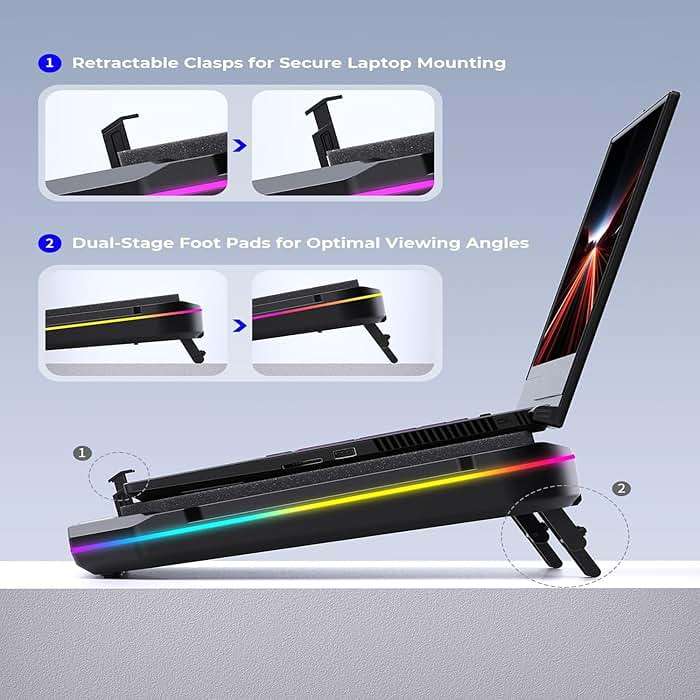 Cooling Pad for Dell Alienware m17 m16 m15 x17 x16 x15 x14 Area-51m 14-17 inch Gaming Laptop,Cooler it is Undoubtedly The King of Heat Dissipation with Powerful Turbo Fan,6 RGB Light Mode,Touch Start - Image 9