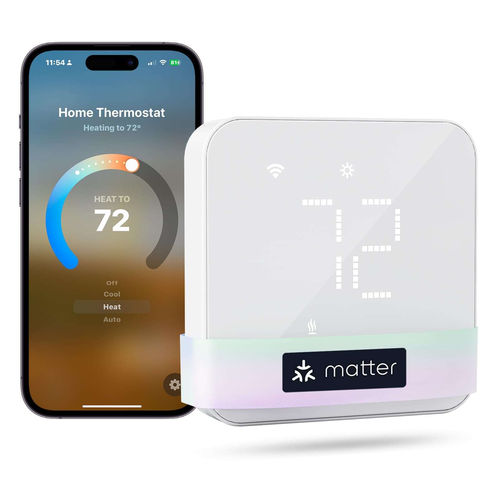 meross Smart Thermostat for Home, WiFi Thermostat Works with Matter, Alexa, Apple Home, Google Assistant, App & Voice Control, 7x24h Scheduling, Energy Saving, C-Wire Required (Not Included) - Image 1