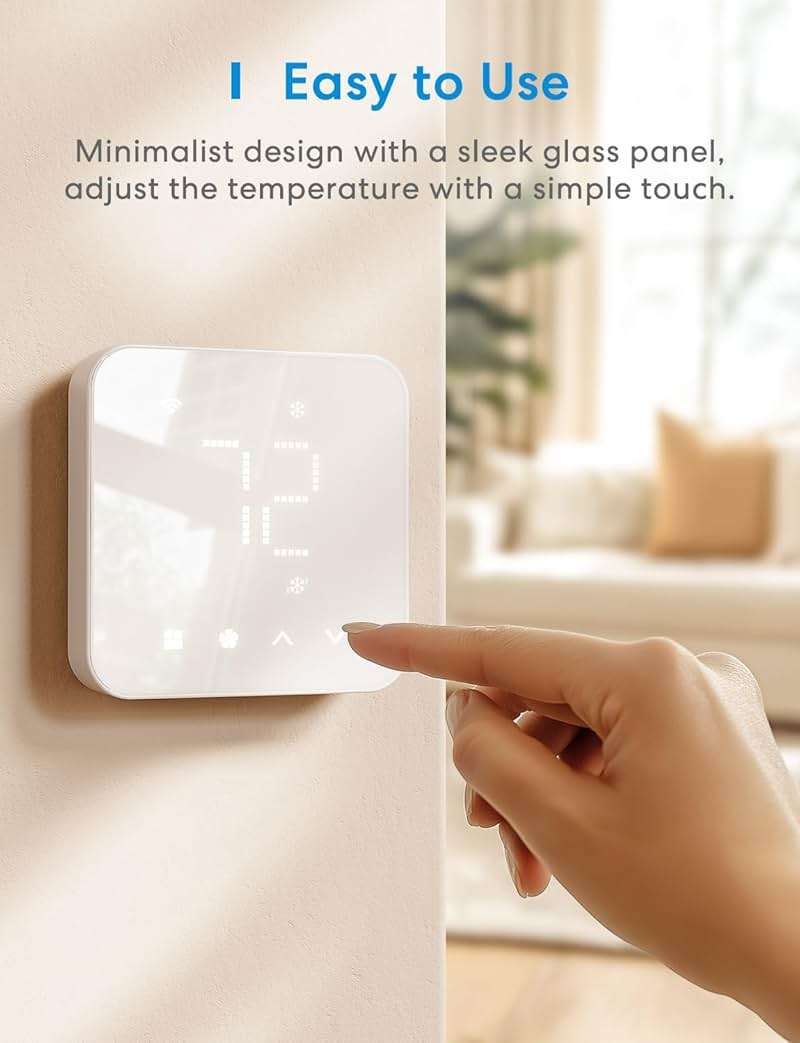 meross Smart Thermostat for Home, WiFi Thermostat Works with Matter, Alexa, Apple Home, Google Assistant, App & Voice Control, 7x24h Scheduling, Energy Saving, C-Wire Required (Not Included) - Image 6