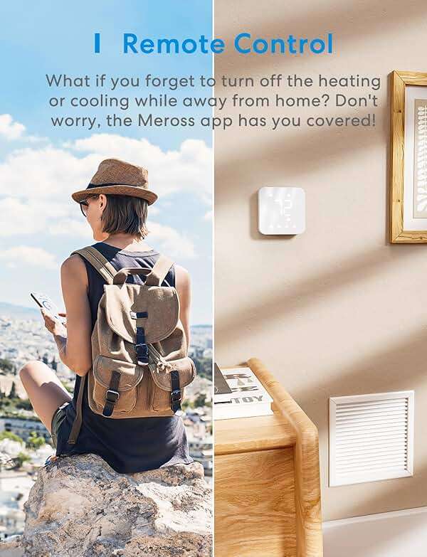 meross Smart Thermostat for Home, WiFi Thermostat Works with Matter, Alexa, Apple Home, Google Assistant, App & Voice Control, 7x24h Scheduling, Energy Saving, C-Wire Required (Not Included) - Image 7