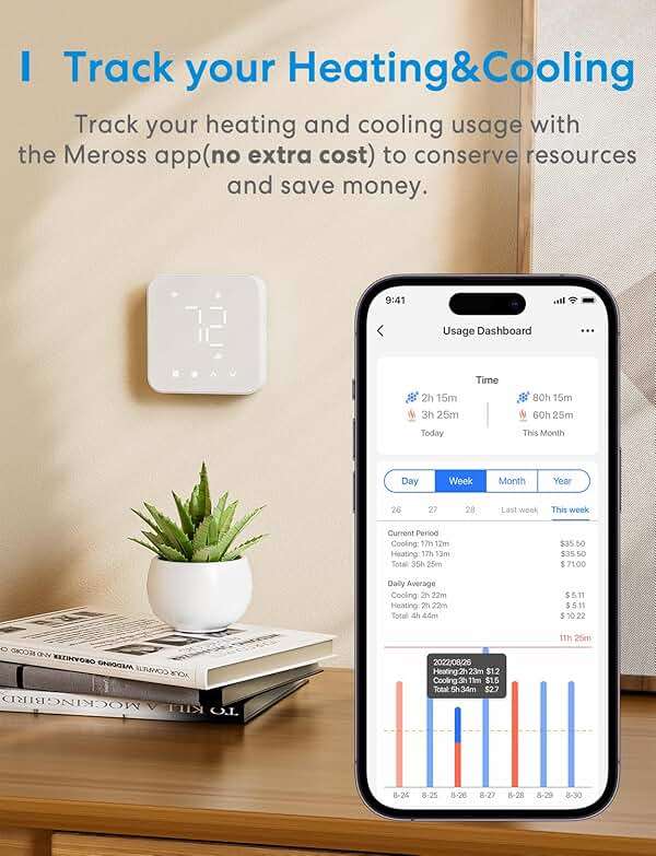 meross Smart Thermostat for Home, WiFi Thermostat Works with Matter, Alexa, Apple Home, Google Assistant, App & Voice Control, 7x24h Scheduling, Energy Saving, C-Wire Required (Not Included) - Image 8