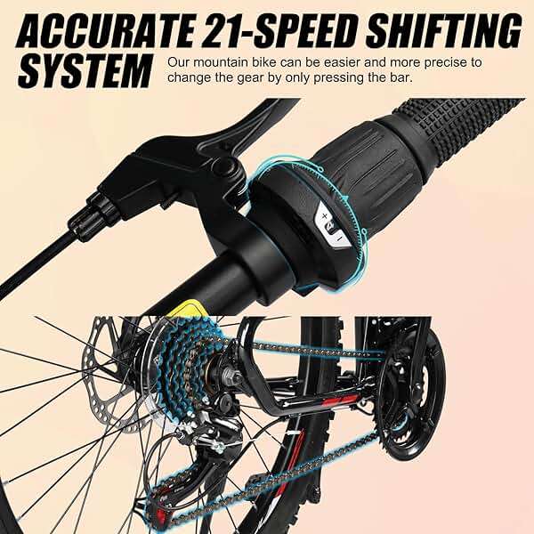 CamPingSurvivals 20/24/26 Inch Mountain Bike for Men/Women, Adult Bicycle with Professional 7 or 21 Speed Shifting, Double Shock Effect, Comfort Saddle and Pretty Look - Image 4