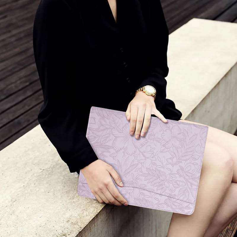 Embossed PU Leather Portfolio for Women,Professional Organize 3-Ring Padfolio with A4 Notepad Holder,Professional Business Document Organizer for Women (Purple) - Image 2