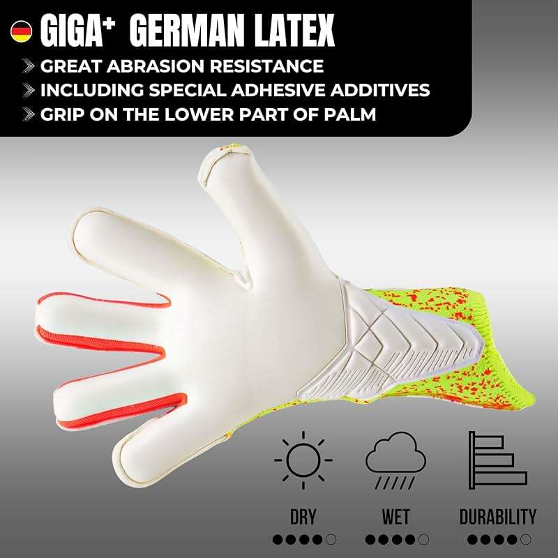 RG ZIMA Goalkeeper Gloves - Hybrid Roll Negative Cut | Giga+ German Latex Palm Grip Protection | L-Derma Fit Technology Lightweight Backhand | 2D PunchZone Wrist Fit All-Weather Soccer Gloves - Image 2