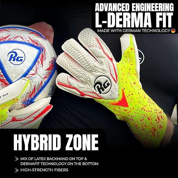 RG ZIMA Goalkeeper Gloves - Hybrid Roll Negative Cut | Giga+ German Latex Palm Grip Protection | L-Derma Fit Technology Lightweight Backhand | 2D PunchZone Wrist Fit All-Weather Soccer Gloves - Image 3