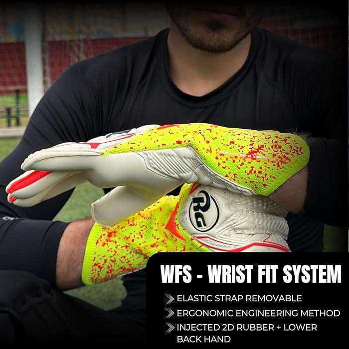 RG ZIMA Goalkeeper Gloves - Hybrid Roll Negative Cut | Giga+ German Latex Palm Grip Protection | L-Derma Fit Technology Lightweight Backhand | 2D PunchZone Wrist Fit All-Weather Soccer Gloves - Image 4