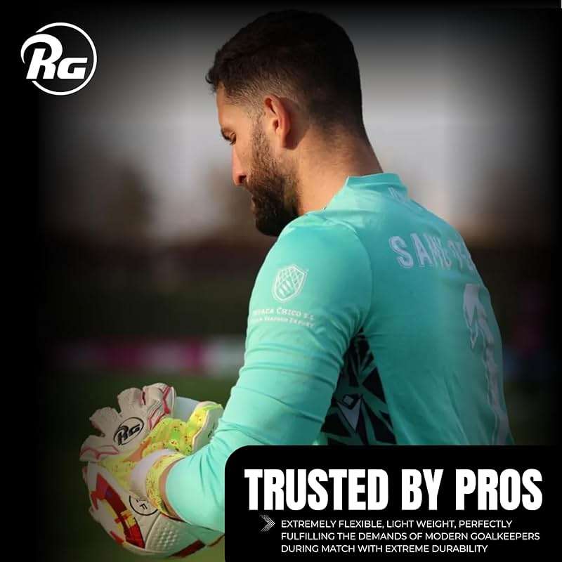 RG ZIMA Goalkeeper Gloves - Hybrid Roll Negative Cut | Giga+ German Latex Palm Grip Protection | L-Derma Fit Technology Lightweight Backhand | 2D PunchZone Wrist Fit All-Weather Soccer Gloves - Image 5