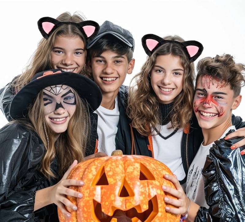 Parma77 Cat Ears Headband, Plush Soft Black Cat Ears Halloween Cosplay Headband Costume Accessories for Makeup, Shower - Image 4