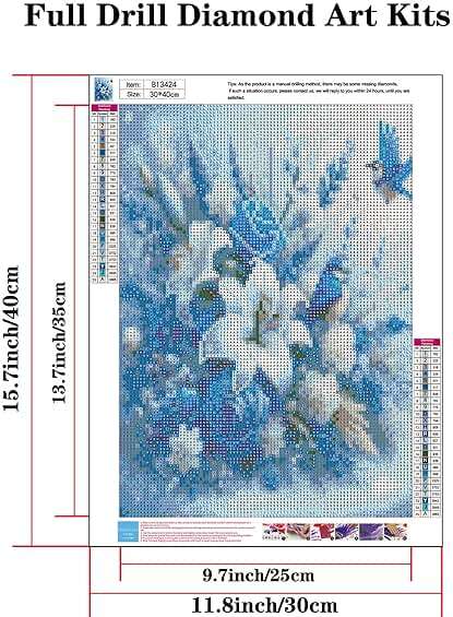 wavaiov 5D Diamond Painting Kits for Adult, Birds Flower Diamond Art Kits for Beginners, DIY Full Drill Floral Diamond Dot Gem Art Kits for Home Decor 12 x 16 Inch - Image 4