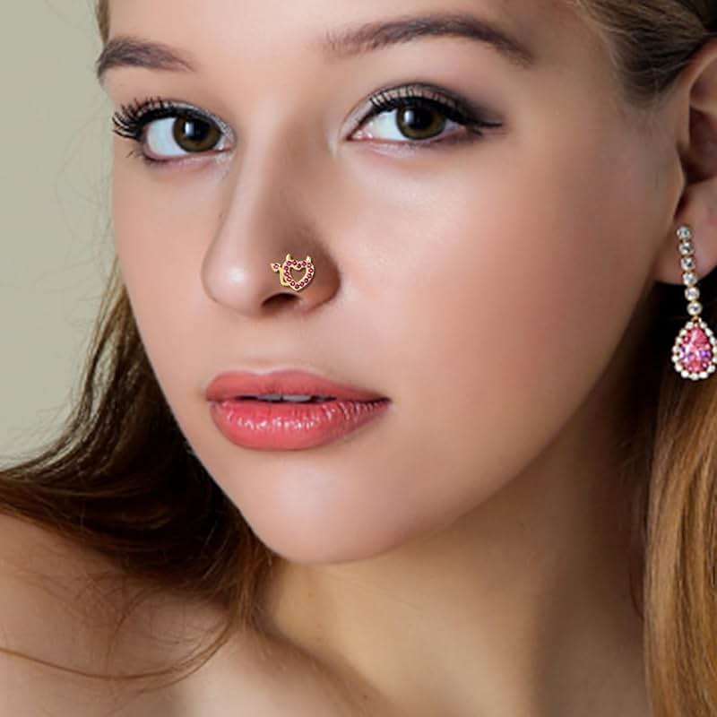TAMHOO 18Pcs Nose Rings - L Shape, Butterfly & Heart Designs - Gold Nose Studs for Women - Image 4