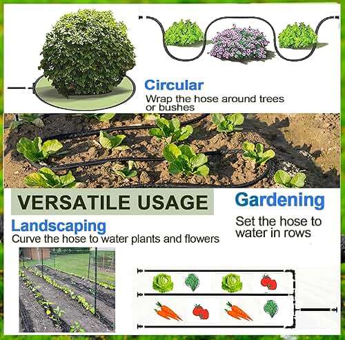 1/4 inch Soaker Hose Tubing for Drip Irrigation, 100FT Garden Beds Soaker Irrigation Tubing Hose with Various Accessories Rubber Longer Lasting Drip Irrigation Save 70% of Water for Garden and Yard - Image 3