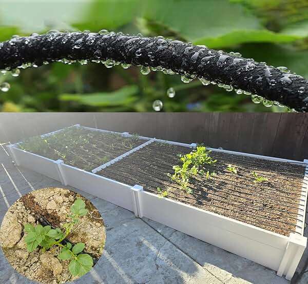 1/4 inch Soaker Hose Tubing for Drip Irrigation, 100FT Garden Beds Soaker Irrigation Tubing Hose with Various Accessories Rubber Longer Lasting Drip Irrigation Save 70% of Water for Garden and Yard - Image 4