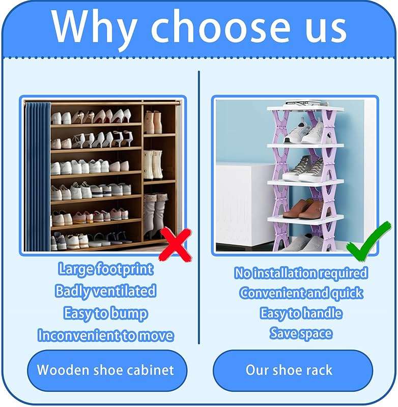 XDMTWLKJ Collapsible Shoe RackOrganizer 6 Tiers-Foldable Shoe Racks for Closet, Space-Saving Kid's Shoe Storage, No Assembly Shoe Shelves for Entryway, Living Room, Bedroom - Image 3