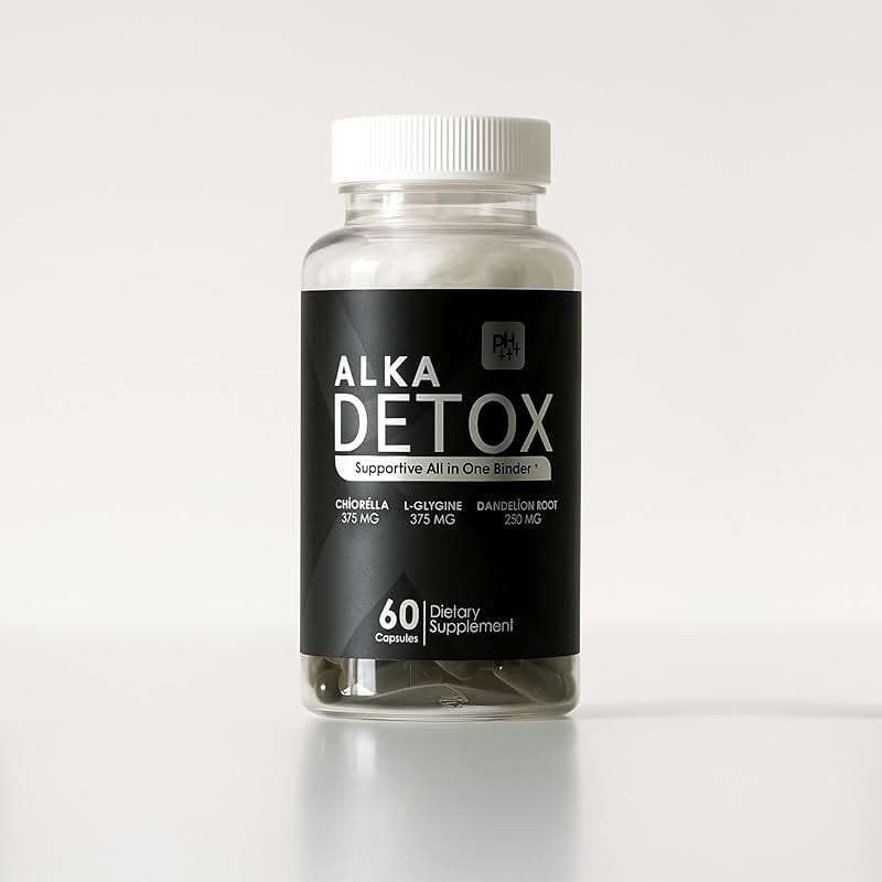 AlkaDetox Binder Tablet with Fiber chlorella/Chlorophyll, Liver & Gut Detox Cleanse, Colon and Toxin Flush. glycine and Dandelion Root and salud, Pure no fillers. 60 Capsules. - Image 1