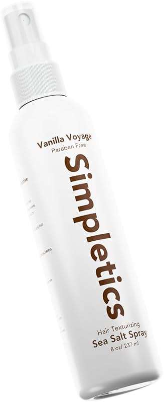 Simpletics Himalayan Sea Salt Hair Spray (Vanilla Scent) – Natural 5-Ingredient Formula for Beach Waves & Volume – Light Hold, Non-Greasy, Paraben & Sulfate Free – Unisex 8 fl oz - Image 1