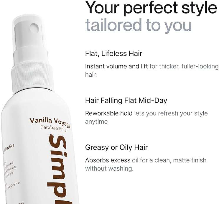Simpletics Himalayan Sea Salt Hair Spray (Vanilla Scent) – Natural 5-Ingredient Formula for Beach Waves & Volume – Light Hold, Non-Greasy, Paraben & Sulfate Free – Unisex 8 fl oz - Image 3