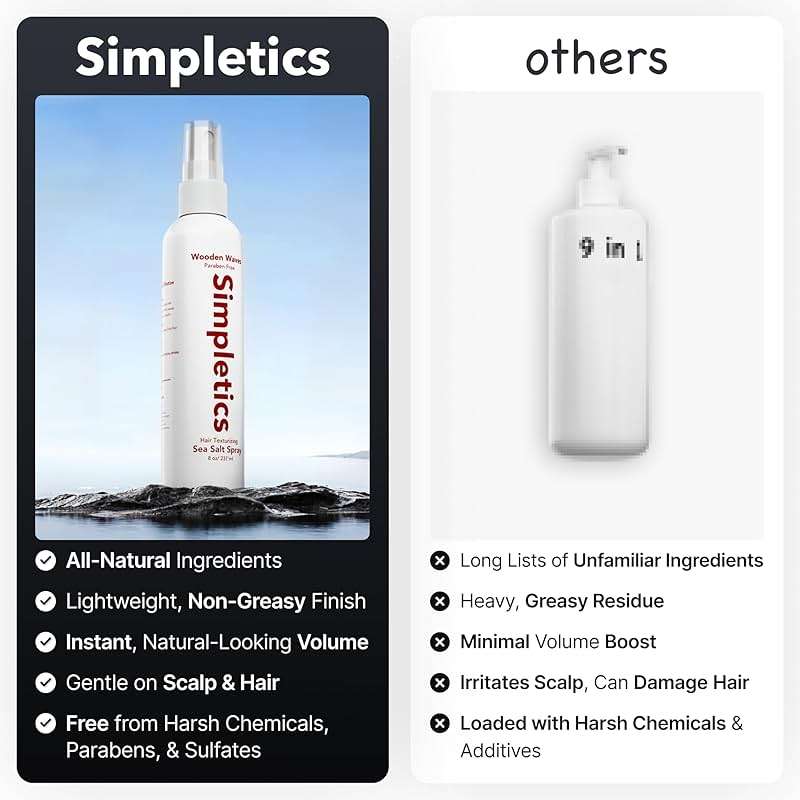 Simpletics Himalayan Sea Salt Hair Spray (Vanilla Scent) – Natural 5-Ingredient Formula for Beach Waves & Volume – Light Hold, Non-Greasy, Paraben & Sulfate Free – Unisex 8 fl oz - Image 6