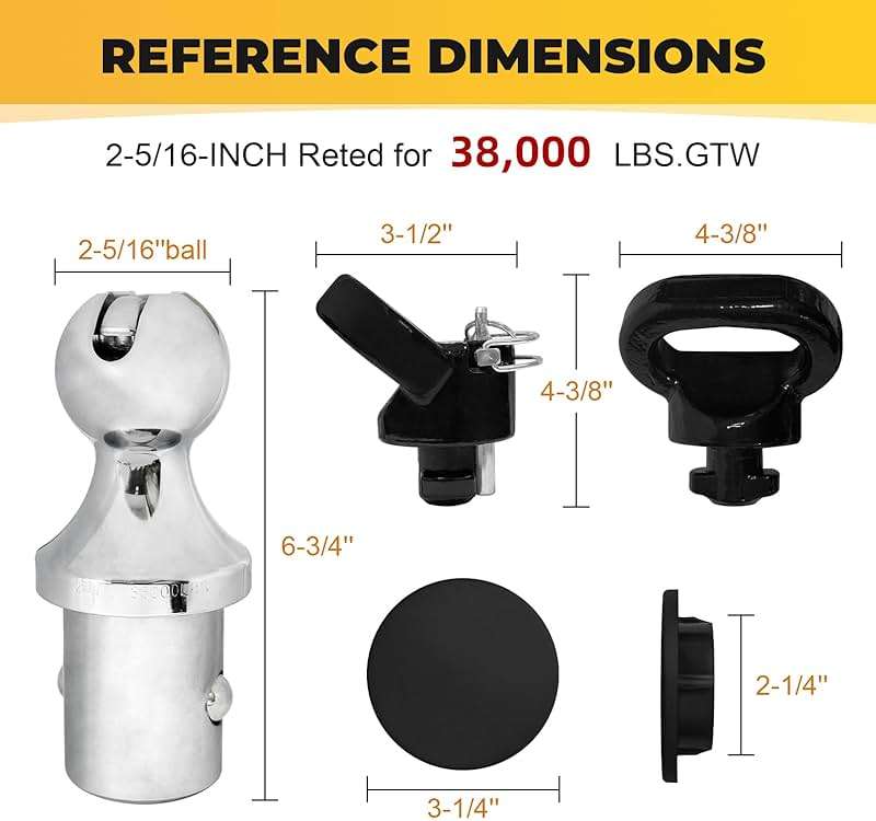 60618 Puck System 38000 LBS Gooseneck Hitch Ball Kit - Compatible with 2013-2024 Dodge RAM 2500 3500 - 2-5/16 Inch Gooseneck Ball for Truck Bed with 2 Pack Safety Chain Anchors - Image 2