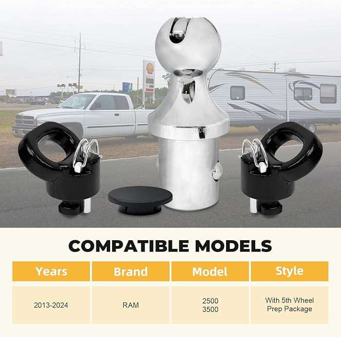 60618 Puck System 38000 LBS Gooseneck Hitch Ball Kit - Compatible with 2013-2024 Dodge RAM 2500 3500 - 2-5/16 Inch Gooseneck Ball for Truck Bed with 2 Pack Safety Chain Anchors - Image 3