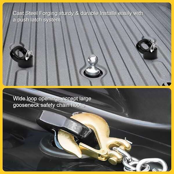 60618 Puck System 38000 LBS Gooseneck Hitch Ball Kit - Compatible with 2013-2024 Dodge RAM 2500 3500 - 2-5/16 Inch Gooseneck Ball for Truck Bed with 2 Pack Safety Chain Anchors - Image 4