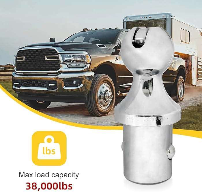 60618 Puck System 38000 LBS Gooseneck Hitch Ball Kit - Compatible with 2013-2024 Dodge RAM 2500 3500 - 2-5/16 Inch Gooseneck Ball for Truck Bed with 2 Pack Safety Chain Anchors - Image 5