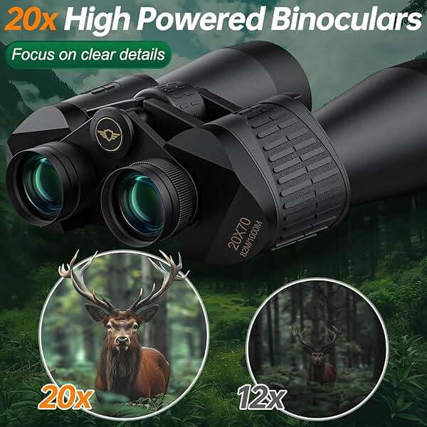 Aurosports 20x70 Astronomy Binoculars for Adults, High Powered 70mm Large Objective Lens with Enhanced Low-Light Performance, BAK4 Prism FMC HD Optics for Bird Watching, Cruise Ships, Hunting - Image 2