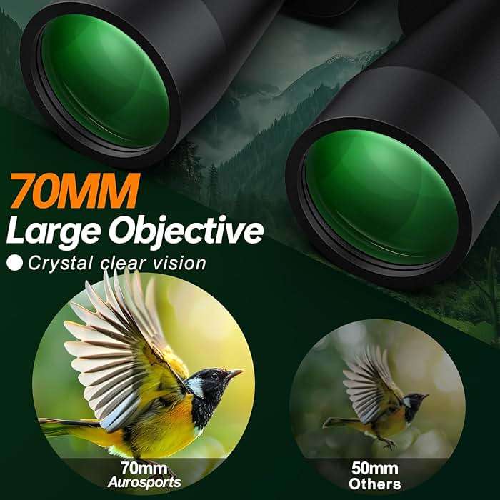 Aurosports 20x70 Astronomy Binoculars for Adults, High Powered 70mm Large Objective Lens with Enhanced Low-Light Performance, BAK4 Prism FMC HD Optics for Bird Watching, Cruise Ships, Hunting - Image 4