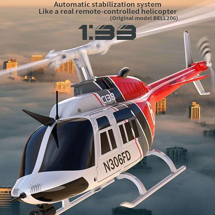 Authticar C138 Remote Control Helicopter, Bell206 Helicopter 2.4GHz 4CH Single Propeller Aileron RC Aircraft One Click Roll Takeoff and Landing Six-axis Gyroscope, Air Pressure Setting - Image 2