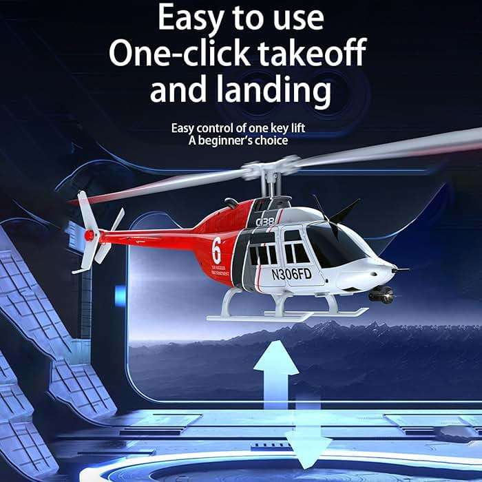 Authticar C138 Remote Control Helicopter, Bell206 Helicopter 2.4GHz 4CH Single Propeller Aileron RC Aircraft One Click Roll Takeoff and Landing Six-axis Gyroscope, Air Pressure Setting - Image 3