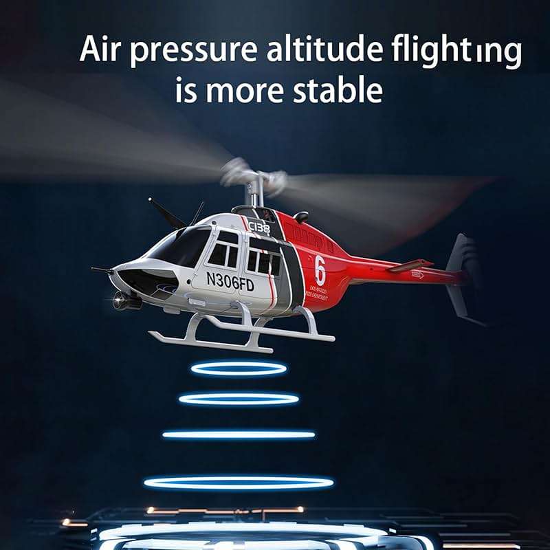 Authticar C138 Remote Control Helicopter, Bell206 Helicopter 2.4GHz 4CH Single Propeller Aileron RC Aircraft One Click Roll Takeoff and Landing Six-axis Gyroscope, Air Pressure Setting - Image 4