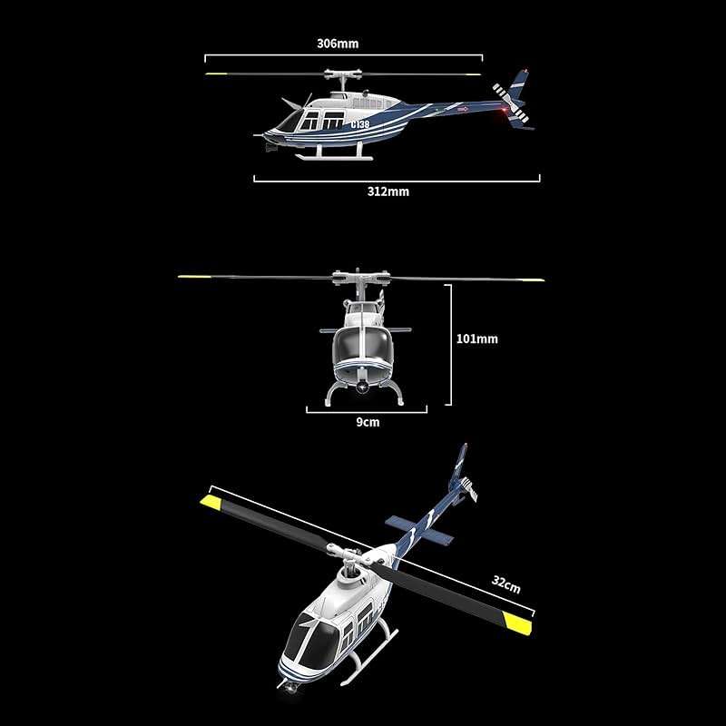 Authticar C138 Remote Control Helicopter, Bell206 Helicopter 2.4GHz 4CH Single Propeller Aileron RC Aircraft One Click Roll Takeoff and Landing Six-axis Gyroscope, Air Pressure Setting - Image 8