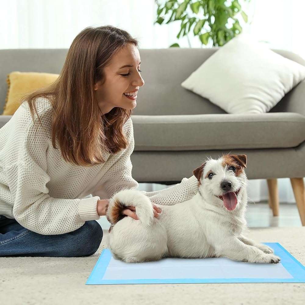 Super Absorbent Waterproof Dog and Puppy Pet Training Pad, Housebreaking Pet Pad, 40-Count Extra Middle-Size, 30’’X36’’, Blue - Image 2