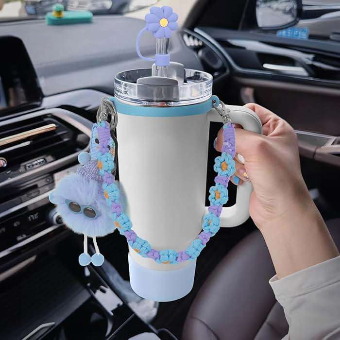 6PCS Use for Stanley Cup Tumbler Accessories 40oz 30oz,Compatible with Stanley Cup Tumbler Water Bottle Handle Sling Strap for Carrying (blue) - Image 2