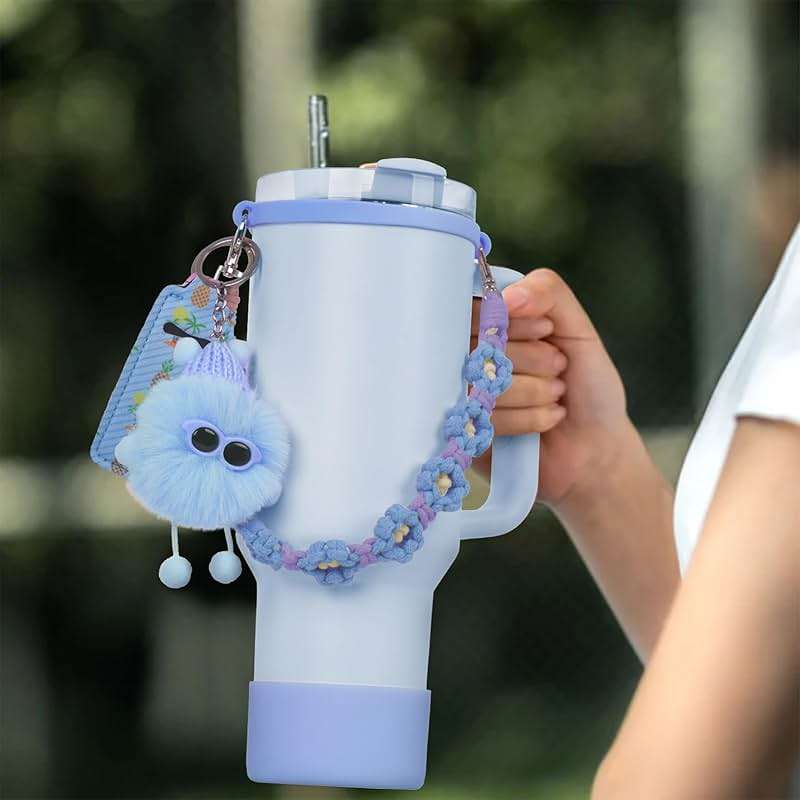 6PCS Use for Stanley Cup Tumbler Accessories 40oz 30oz,Compatible with Stanley Cup Tumbler Water Bottle Handle Sling Strap for Carrying (blue) - Image 5