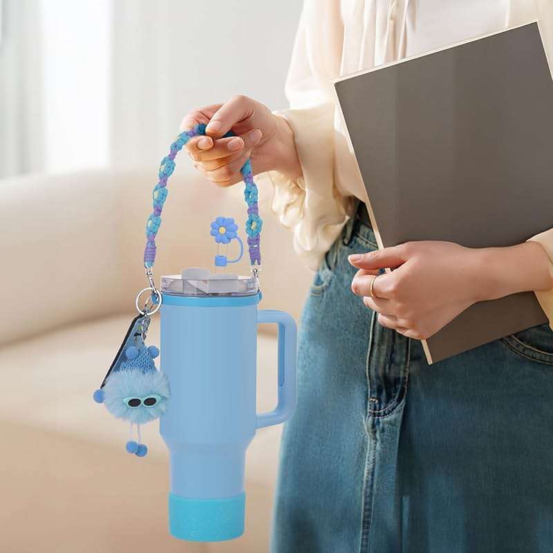 6PCS Use for Stanley Cup Tumbler Accessories 40oz 30oz,Compatible with Stanley Cup Tumbler Water Bottle Handle Sling Strap for Carrying (blue) - Image 6