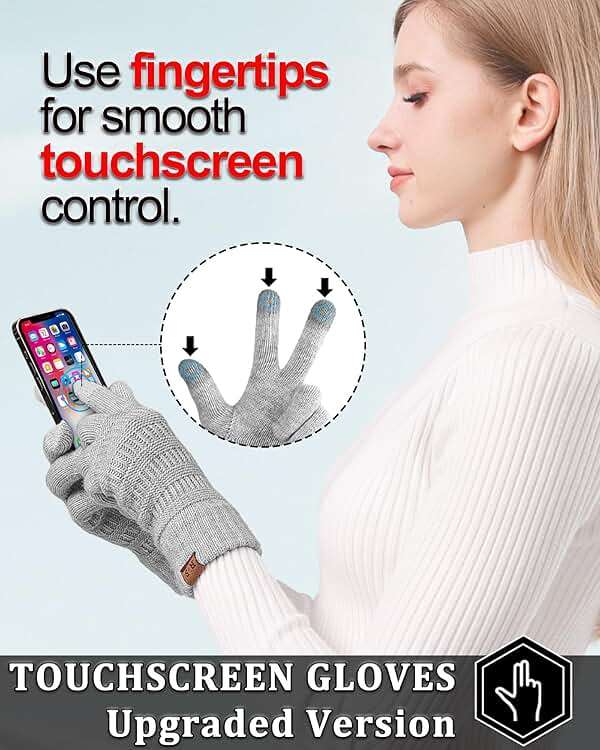 REACH STAR 2 Pairs Winter Gloves for Women, Touch Screen Warm Knit Thermal Gloves for Cold Weather Gifts - Image 2